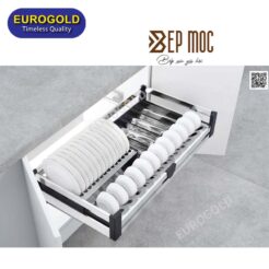 Giá bát đĩa inox hộp âm tủ ray giảm chấn EU133750 Eurogold 1