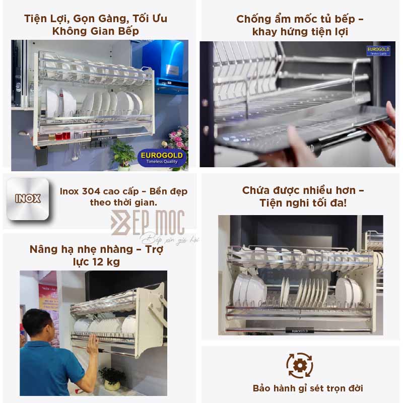 Giá bát nâng hạ EVI160W Eurogold nan dẹt 3