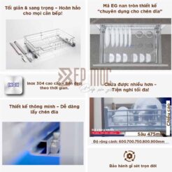 Giá xoong nồi bát đĩa inox 304 nan tròn EG30475 Eurogold 3