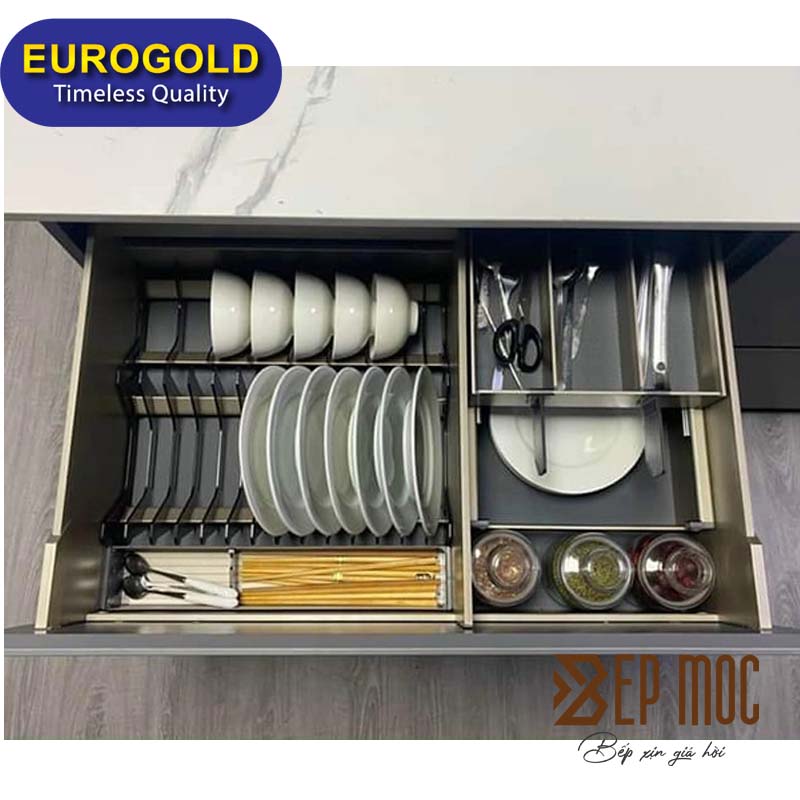 Giá xoong nồi bát đĩa nhôm màu ghi EUM6170G Eurogold 2