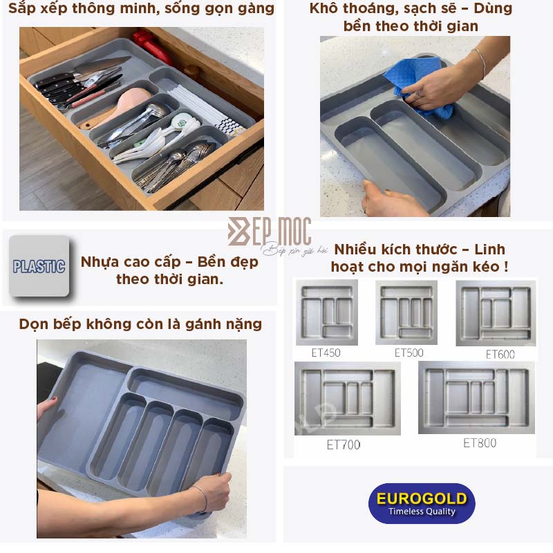Khay chia thìa dĩa nhựa cao cấp ET800 Eurogold 3