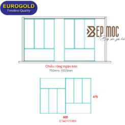 Khay chia thìa nĩa nhôm phay xước ETA0175100 Eurogold 2