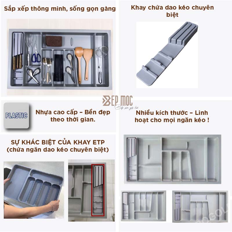 Khay chia thìa nĩa nhựa cao cấp ETP800 Eurogold 5