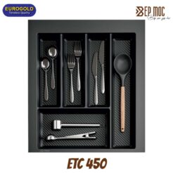 Khay chia thìa nĩa nhựa vân carbon ETC450 Eurogold 1
