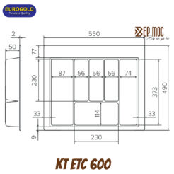 Khay chia thìa nĩa nhựa vân Carbon ETC600 Eurogold 2