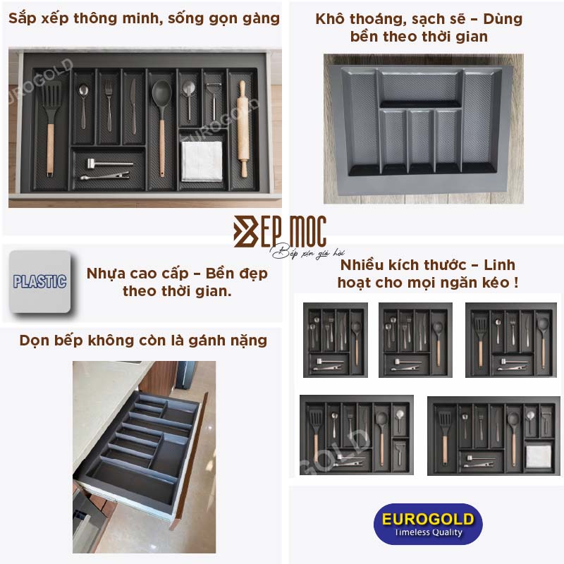 Khay chia thìa nĩa nhựa vân Carbon ETC800 Eurogold 3