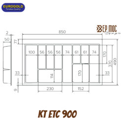 Khay chia thìa nĩa nhựa vân Carbon ETC900 Eurogold 2