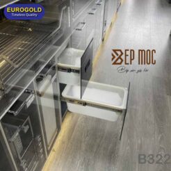 Thùng gạo mặt gương 2 tầng màu đen B322 Eurogold 1