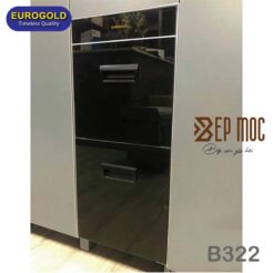Thùng gạo mặt gương 2 tầng màu đen B322 Eurogold 2