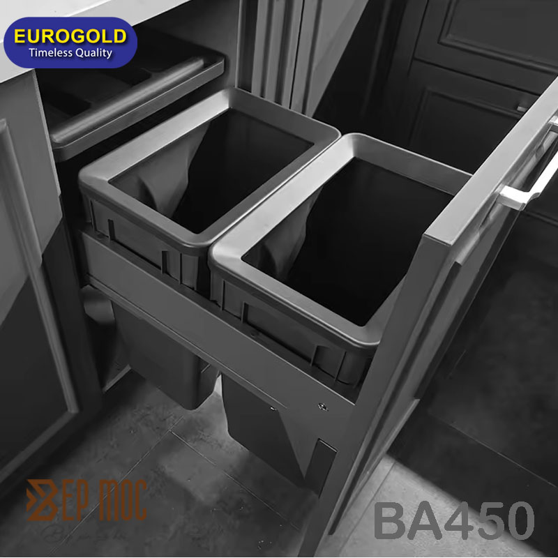 Thùng rác âm tủ giảm chấn cao cấp EA402 Eurogold 2