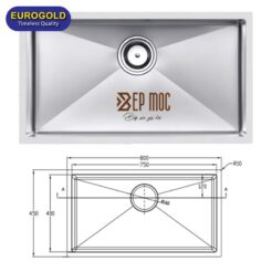 Chậu rửa bát 1 hố chống xước EUC18045EB Eurogold 2