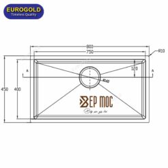 Chậu rửa bát 1 hố chống xước EUC18045GB Eurogold 2