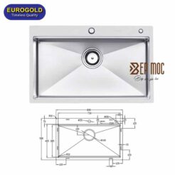 Chậu rửa bát 1 hố chống xước EUC18050EA Eurogold 2