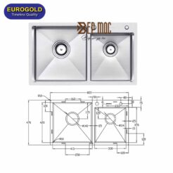 Chậu rửa bát 1 hố chống xước EUC28247EA Eurogold 2