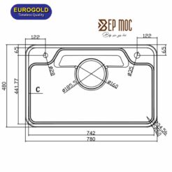 Chậu rửa bát 1 hố chống xước EUC87848EB Eurogold 3