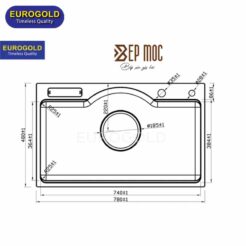 Chậu rửa bát 1 hố chống xước EUD37848 Eurogold 2