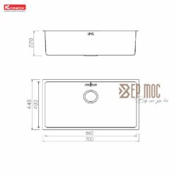 Chậu rửa bát 1 hố chống xước Konox KN7044SU Dekor 2