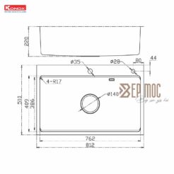 Chậu rửa bát 1 hố chống xước Konox KN8151TS Dekor 2