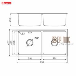 Chậu Rửa Bát 2 hố chống xước Konox KN8646DU Dekor 2