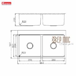 Chậu Rửa Bát 2 hố chống xước Konox KN8651TD Dekor 2