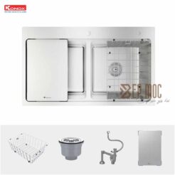 Chậu Rửa Bát 2 hố chống xước Konox KN8651TD Dekor 3