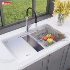Chậu Rửa Bát 2 hố chống xước Konox KN8651TD Dekor 4