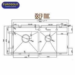 Chậu rửa bát 2 hố EUP39850 Eurogold 2