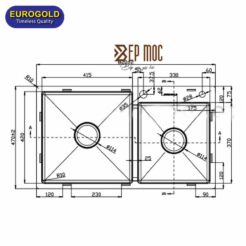 Chậu rửa bát 2 hố EUS38247 Eurogold 2