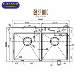 Chậu rửa bát 2 hố EUS47848 Eurogold 2
