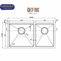 Chậu rửa bát 2 hố EUS88850 Eurogold 2
