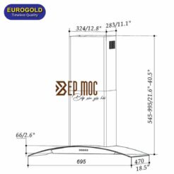 Máy hút mùi kính cong EUH02190 Eurogold 2