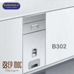 Thùng gạo mặt gương nút nhấn màu bạc B302 Eurogold 1