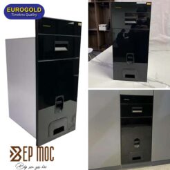 Thùng gạo mặt gương nút nhấn màu đen B309 Eurogold 2