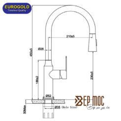 Vòi rửa bát dây rút EUF117BR Eurogold 2