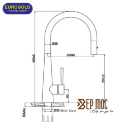 Vòi rửa bát dây rút EUF118BR Eurogold 2
