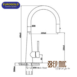 Vòi rửa bát dây rút EUF118DR Eurogold 2