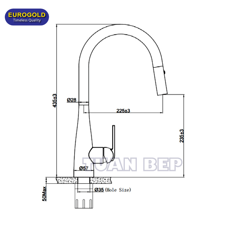 Vòi rửa bát dây rút EUF219DR 1