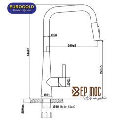 Vòi rửa bát dây rút EUF221DR Eurogold 3