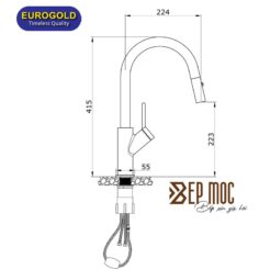 Vòi rửa bát dây rút EUF333CR Eurogold 3