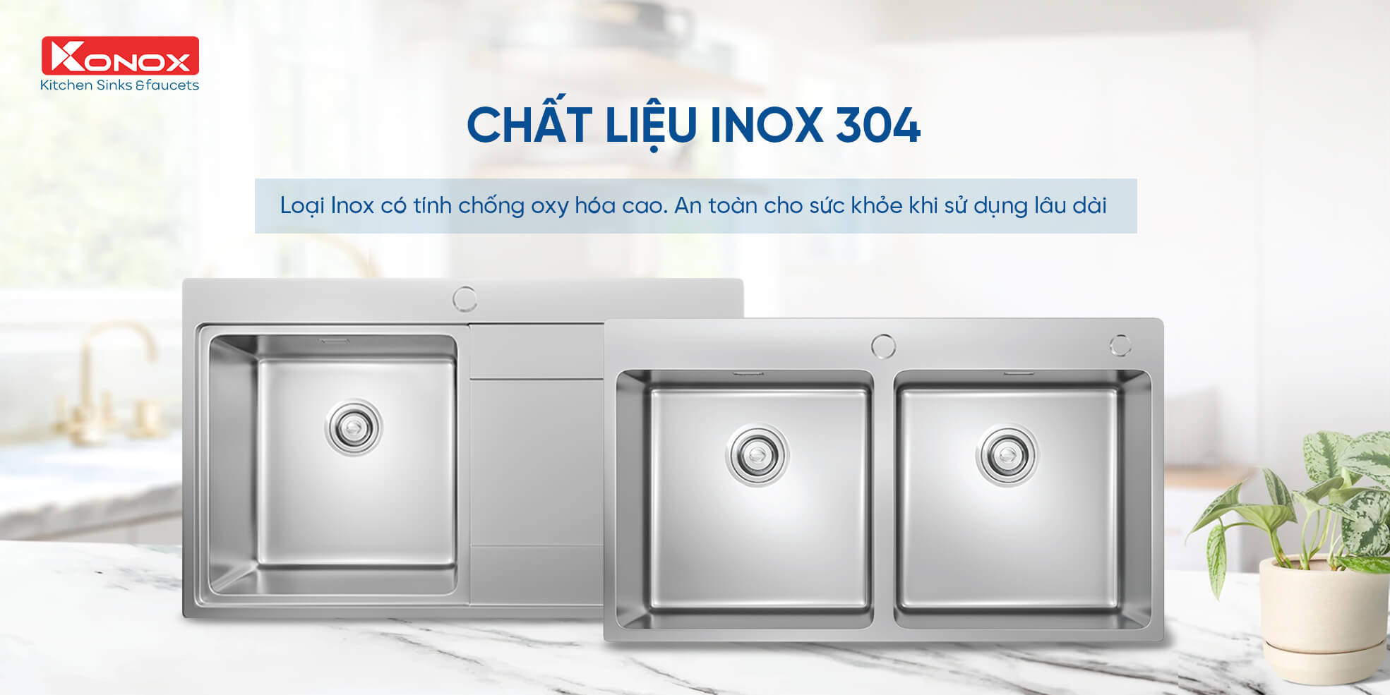 Banner chậu rửa bát (inox 304)