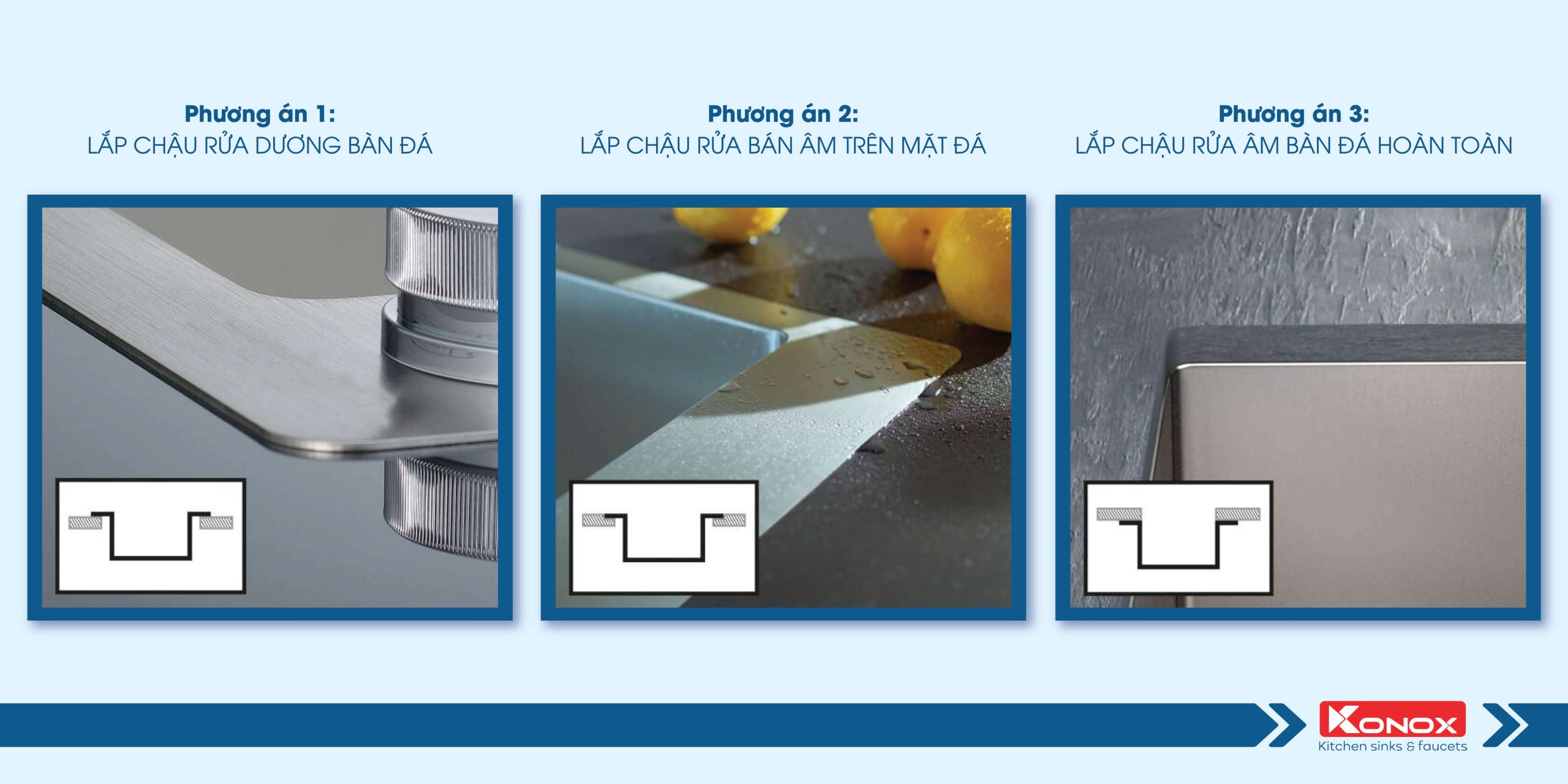Phong cách lắp chậu rửa bát