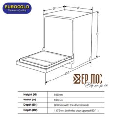 Máy rửa bát EUW88TL15BS Eurogold 3